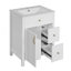 Meuble-lavabo de 24 pouces avec lavabo en céramique, 1 porte à fermeture en douceur, 2 tiroirs à fermeture en douceur et 2 supports de rangement sur la porte