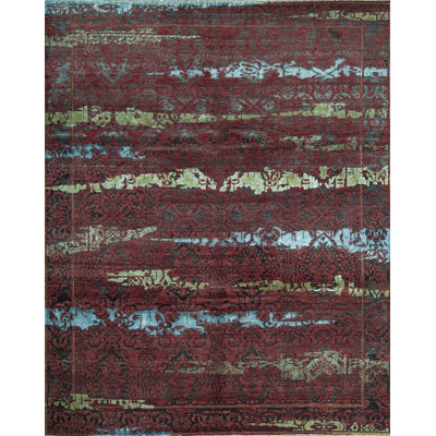 Kendale Abstract Area Rug in Green/Rust