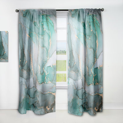 Panneau de rideau simple semi-diaphane abstrait Green Luxury