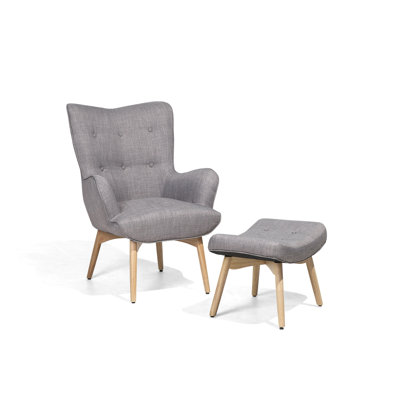 Linda Upholstered Armchair with Footstool