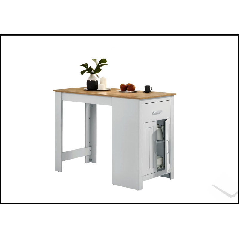 Table de salle à manger à hauteur de comptoir en chêne et blanc Alonzo