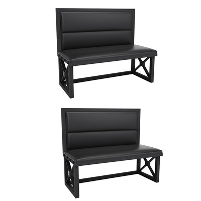 Vintage Industrial Restaurant Bar Bench Faux Leather Upholstered Bench