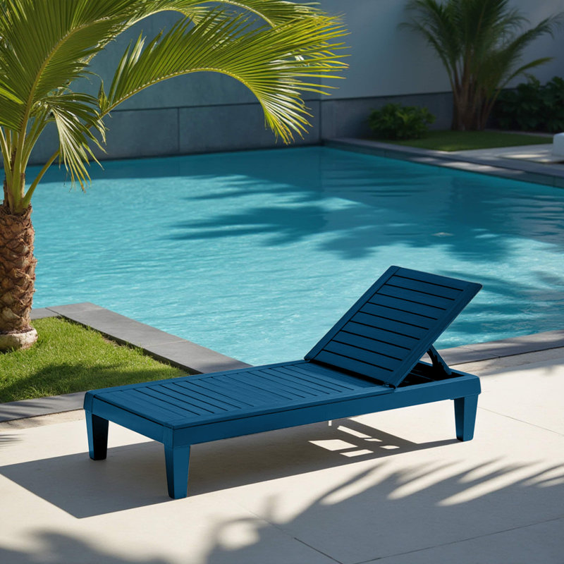 Nestl Waterproof, Lightweight, and Adjustable Outdoor Polyresin Chaise Lounge Chair Set, Ocean Blue, 1