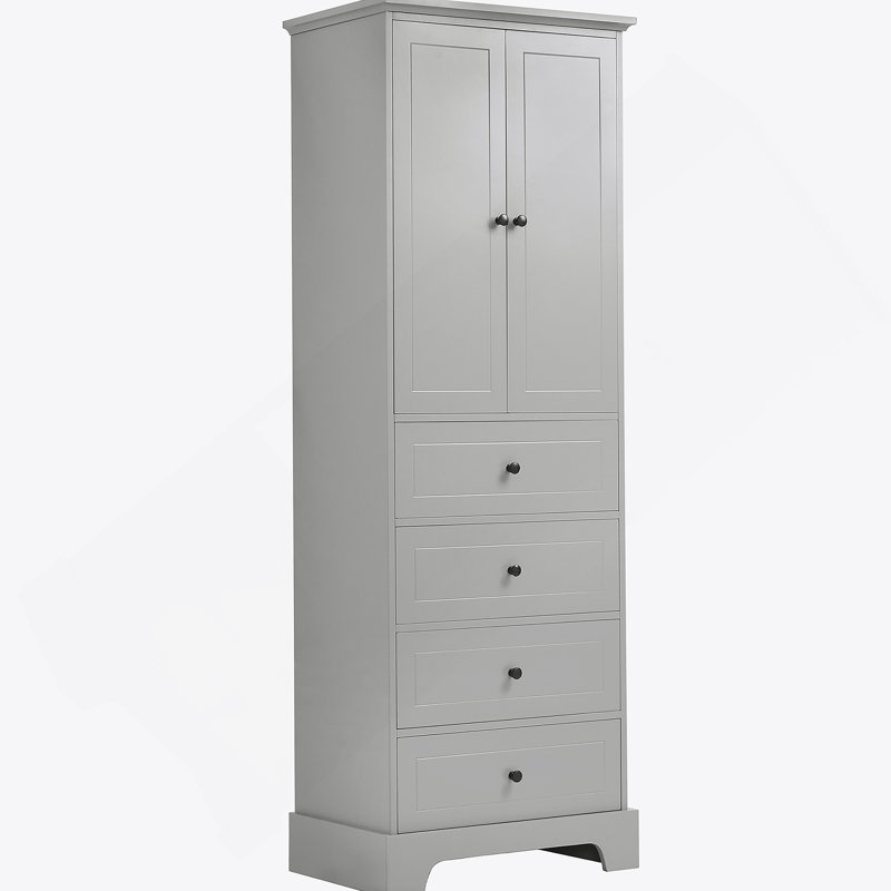 Armoire de rangement avec 2 portes et 4 tiroirs pour la salle de bain