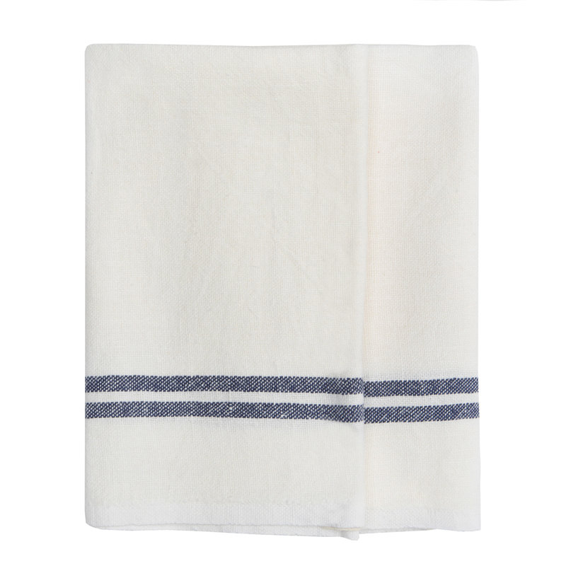 Torchon Brookline, Ivoire / Bleu marine