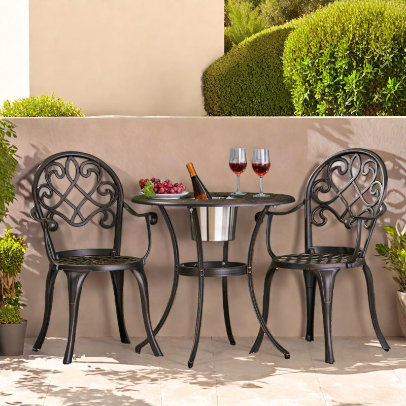 Ensemble bistro 3 pièces en fonte d'aluminium avec seau à glace