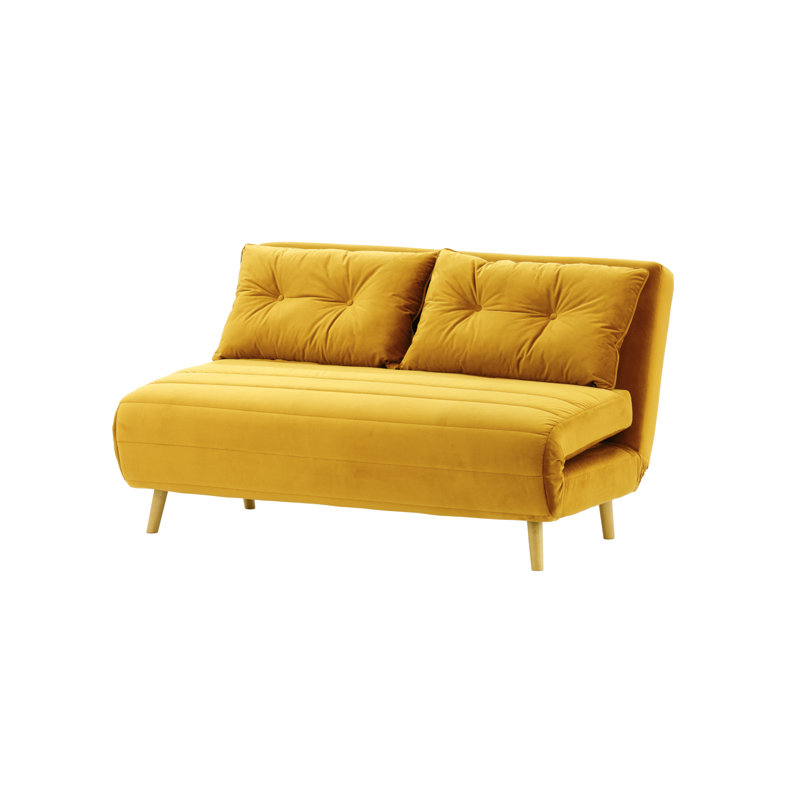 Donald 2 Seater Sofa Bed,  78cm H X 142cm W X 90cm D, Black, Light Oak