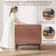 Ensemble table et chaises pliantes 5 pièces pour 4 personnes, gain de place : table à abattants, 4 chaises pliantes, étagère de rangement, roulettes verrouillables, structure en acier robuste et compacte – Noyer-932100676-932100677