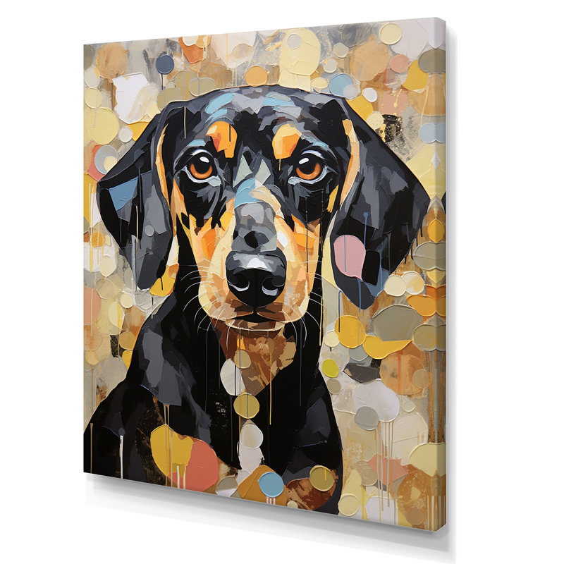 Drôle de daschund sur toile, H 20 po x l 12 po x P 1 po, Toile tendue