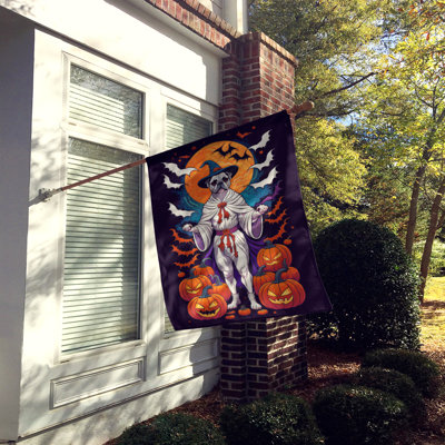 Drapeau blanc du jardin d'Halloween Boxer Witchy