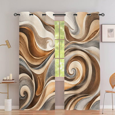 Rideaux occultants avec œillets à motif d'ondes aquarelles abstraites 2 pièces, rideaux à imprimé tourbillon aquarelle artistique, isolation thermique, réduction du bruit et protection de la vie privée, rideaux obscurcissants pour la chambre à coucher, le salon, la décoration intérieure de bureau