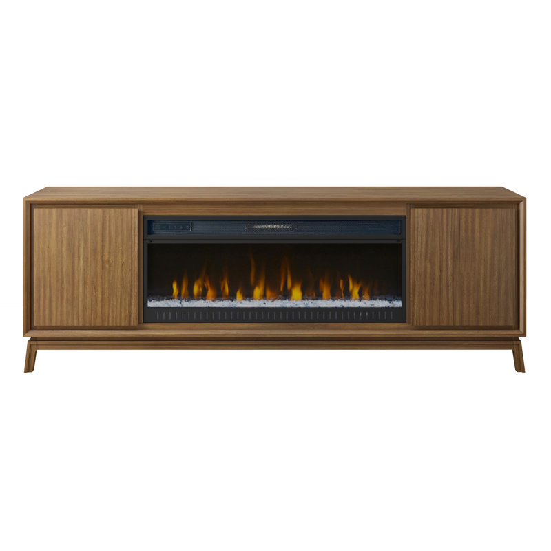 Console de foyer de style moderne Warsama, rangement pour divertissement, meuble télé, entièrement assemblé, brun