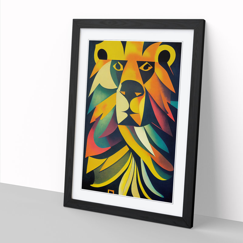 Lion Abstract Vol.4 - Picture Frame Print, 46cm H x 34cm W x 2cm D, Oak