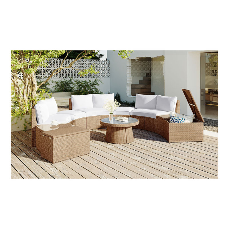 Ensemble de canapé modulaire d'extérieur en rotin 10 pièces, ensemble de conversation en osier PE pour combinaison libre, bleu