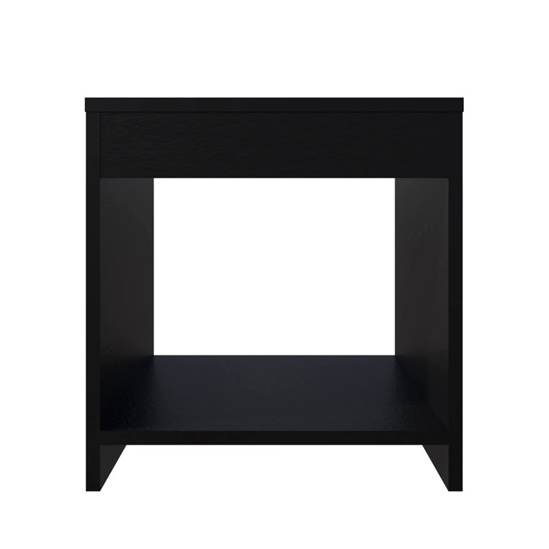 Nightstand With Open Storage, Black