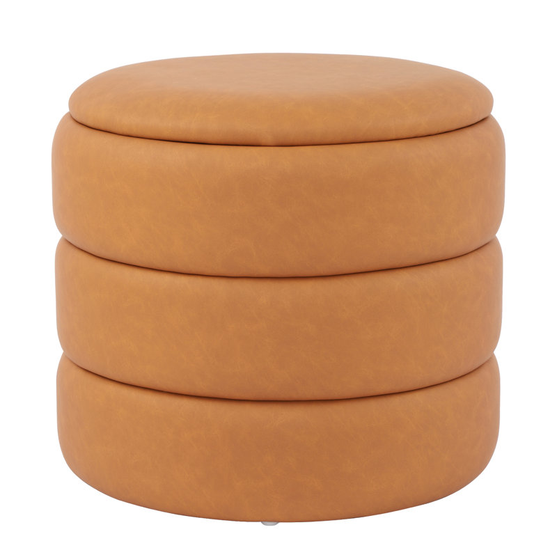 Repose-pieds rond en cuir synthétique avec rangement 17,5 po H