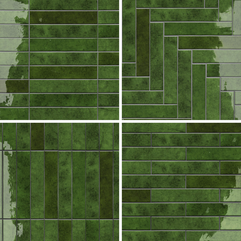 Menorca 2-1/2 In. X 12-7/8 In. Ceramic Wall Tile, Tourmaline Green