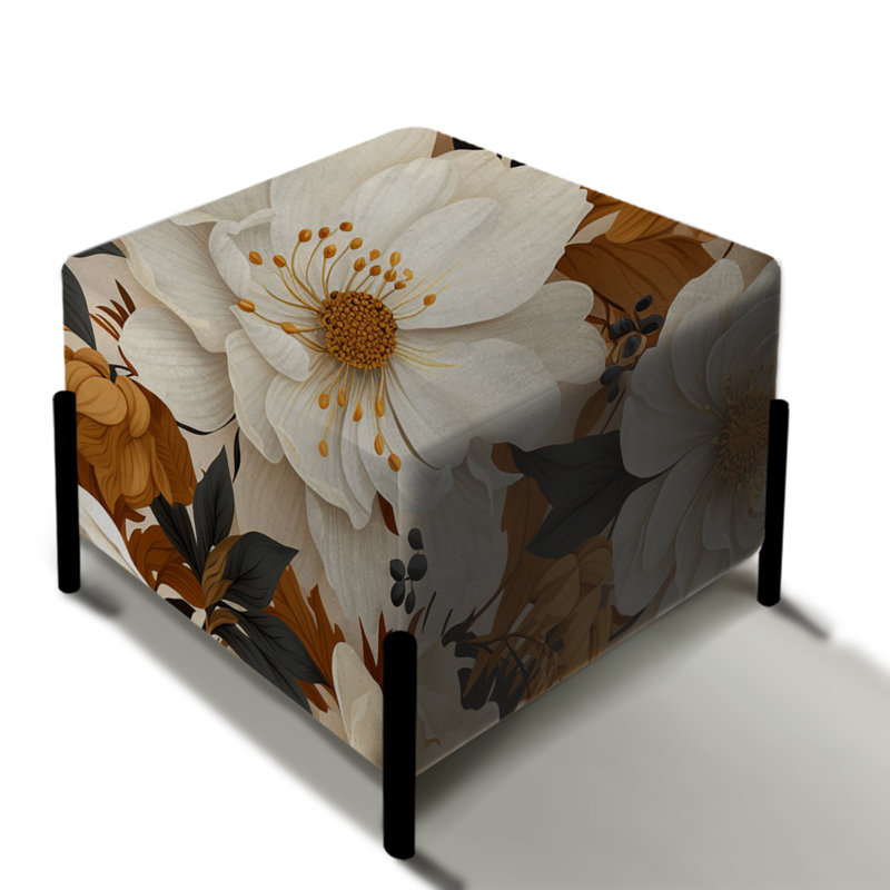 Boho Earthy Blooms Poppies Bloom III - Repose-pieds carré floral