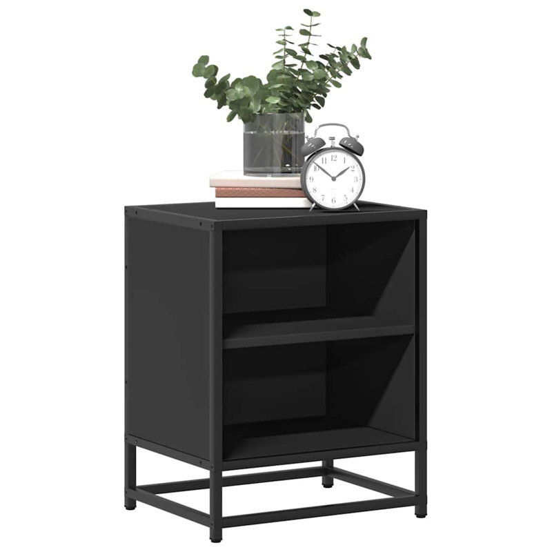 40cm W Metal Bedside Table, Black, 1