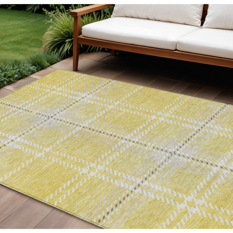 Tapis intérieur lavable 10 pi x 14 pi jaune et noir ivoire