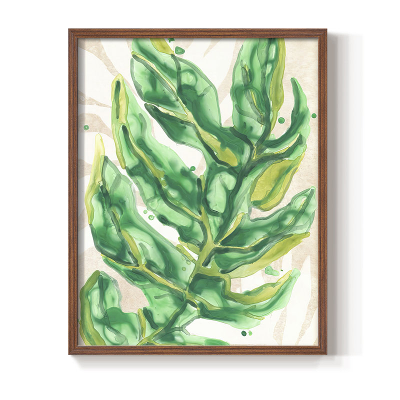 Toile tendue avec châssis Parchment Palms III - prête à être accrochée, Cadre photo brun simple, H 10 po x l 8 po