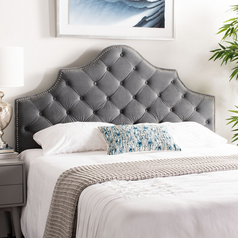 Danile Upholstered Headboard, Pewter, Queen