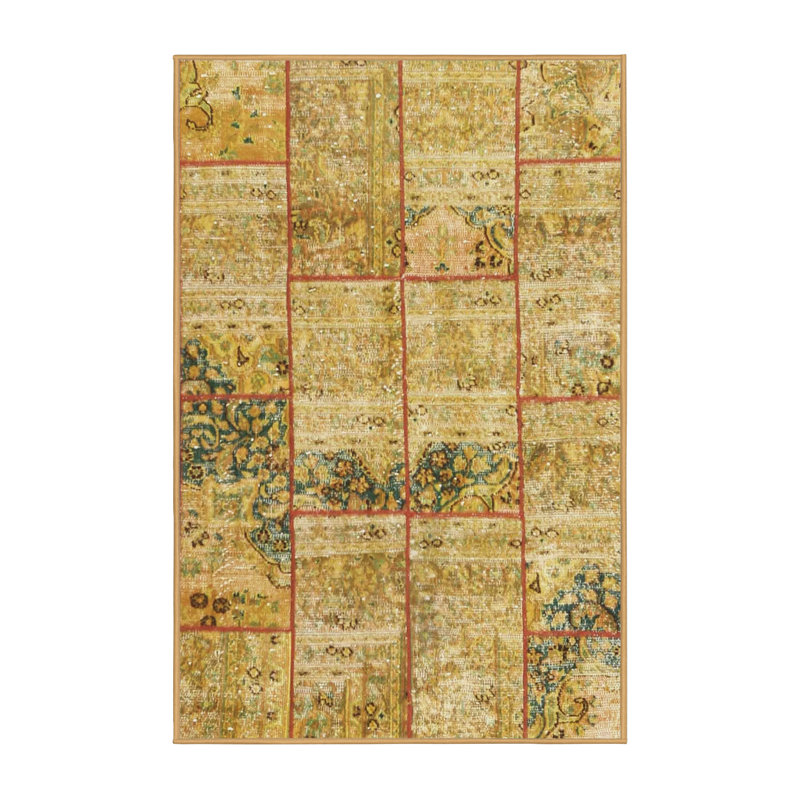 Tapis de zone jaune contemporaine, Rectangle 8 pi x 12 pi