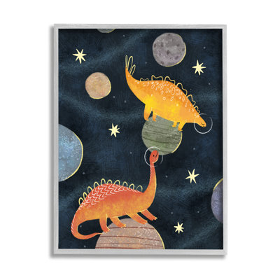 «Dinosaur Astronauts On Space Planets», art mural étoiles jaunes tendues par Ziwei Li