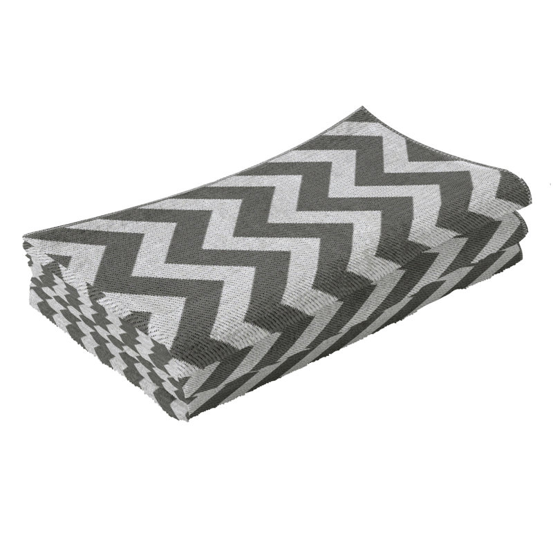 Lumsdom Outdoor Rug Reversible 121 x 182 cm (4 x 6 ft), Light Grey & White
