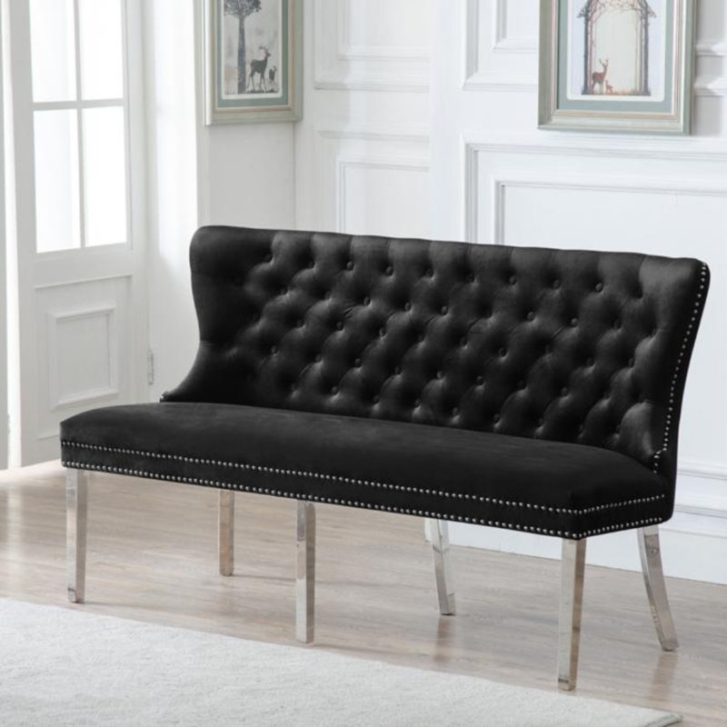 Banc en velours Niagara, Gris