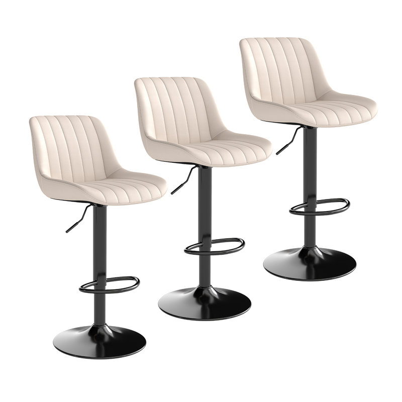 Tabouret de bar pivotant à hauteur réglable Moniq, 3, Crème