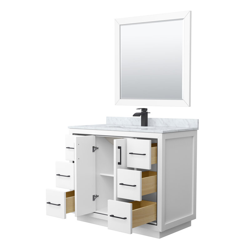 42'' W Single Vanity, Matte Black, White