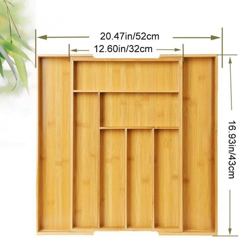 Adjustable Bamboo Drawer Organizer Expandable Silverware Organizer