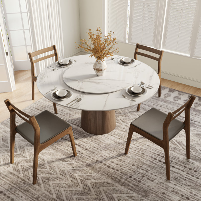 Table de salle à manger Amberly, Blanc lustré, H 29,52 po x L 53,15 po x l 53,15 po