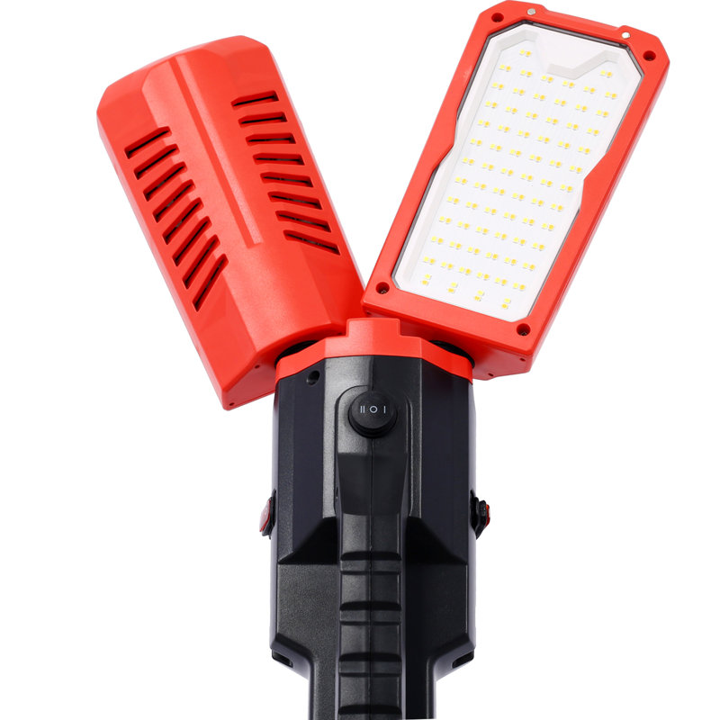 Éclairage de travail à double tête 10000 lumens et 100 watts à DEL avec trépied télescopique, lampe de travail avec lampes rotatives étanches et 9 cordons d'alimentation 9 pi 3 broches 2 x 50 W avec trépied télescopique