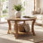 31.5” Round Solid Wood Coffee Table with Lower Storage Shelf, Rustic Natural Finish Living Room Center Table