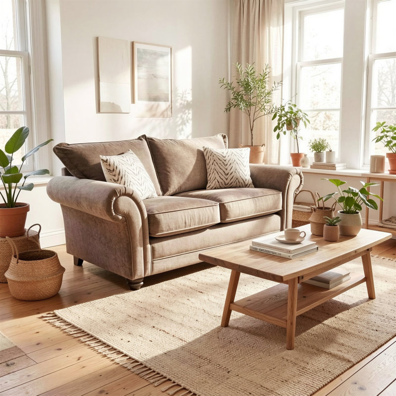 Dalton Textured Wave Sofa- Made in the UK, Nutmeg, 2