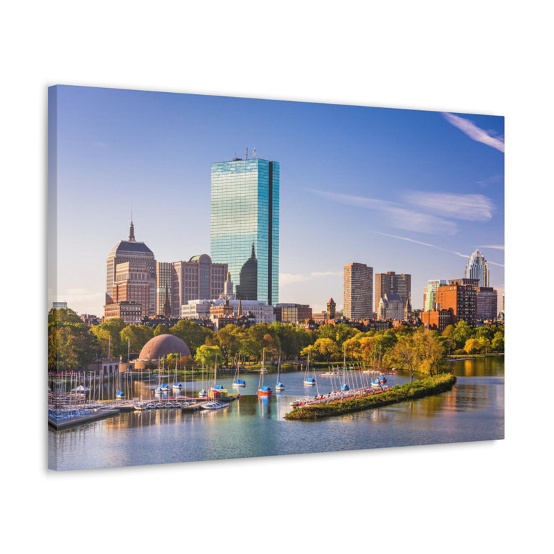 Boston Daytime Skyline Canvas Artwork Breathtaking Stunning Cityscape, 16" H x 20" W