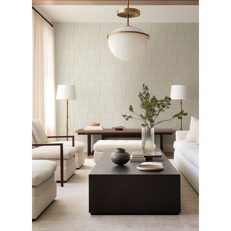 Huntington Indigo Geometric Stripe Wallpaper, White