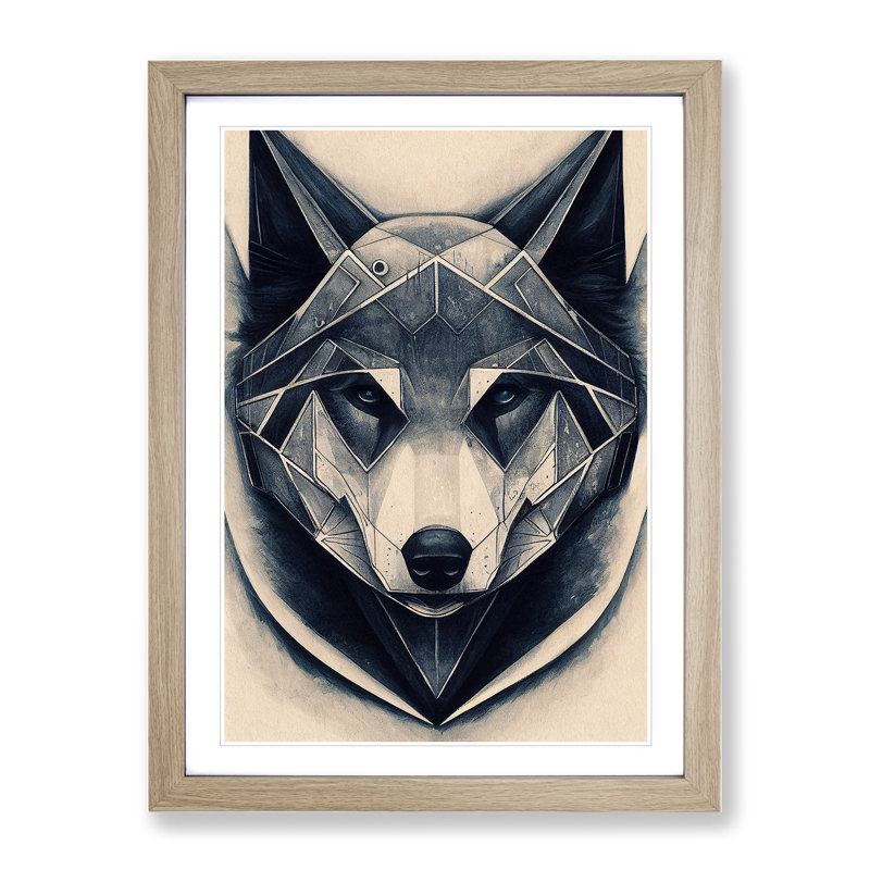 Robo Wolf - Single Picture Frame Print, 64cm H x 46cm W x 2cm D, Oak Framed