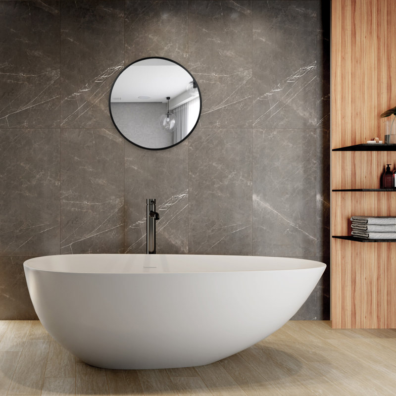 Miroir mural rond Gallen, Noir, 24 po x 24 po