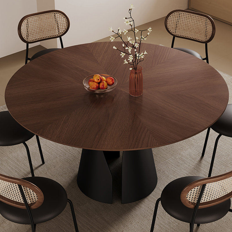 51.18" Brown Round Solid Wood Dining Table, 29.53"H x 47.24"L x 47.24"W