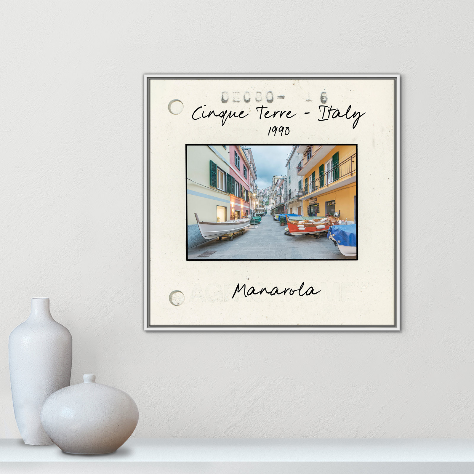 Ritona "Cinque Terre - Manarola" Print, White Floater Framed Canvas, 31.5" H x 31.5" W x 2" D