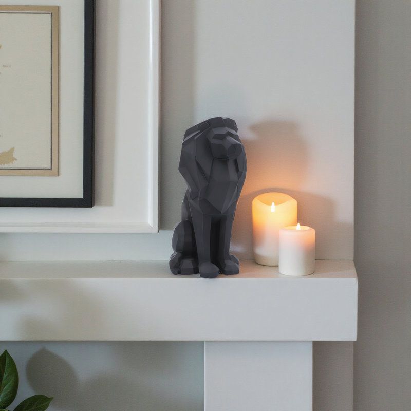 Figurine de lion en polyrésine géométrique Juzefa, Noir