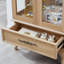 Vitrine lumineuse en verre avec tablettes réglables - 2 portes, 1 tiroir, lumières DEL, finition chêne clair élégant
