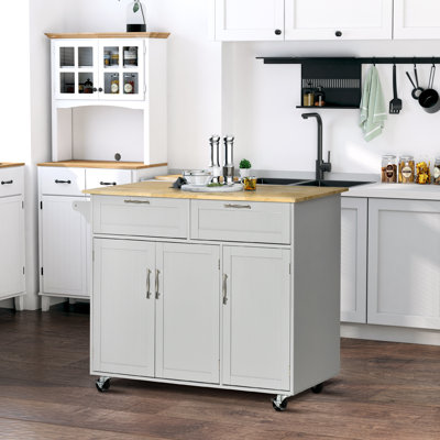 Kohn 47.64'' Kitchen Island with Locking Wheels