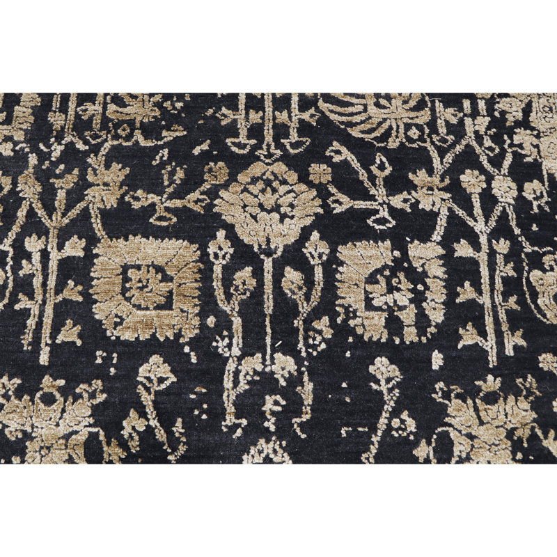 One-of-a-Kind Rectangle 4' x 6' in Denim/Brown