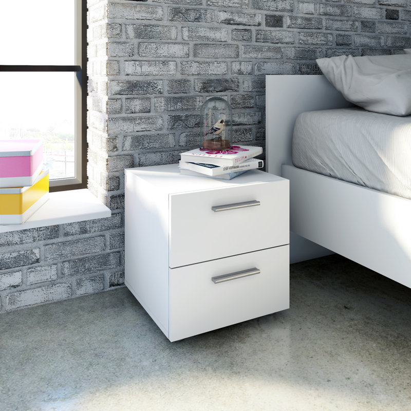 Otho 40cm W Plywood / Laminate Board Bedside Table, White