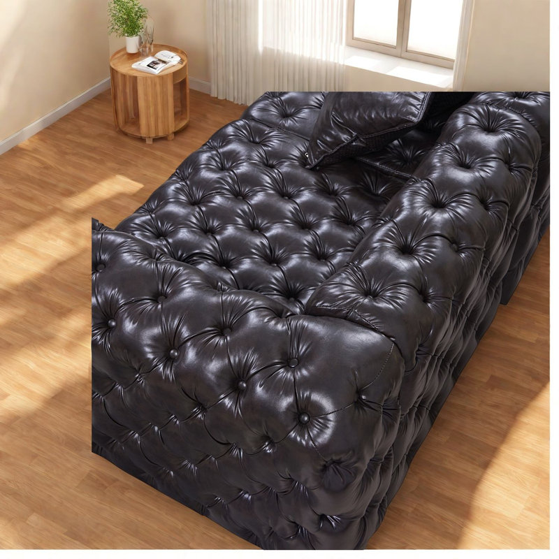 Compression Sectionals, Faux Leather Modular Tufted Sofa for Modern Home