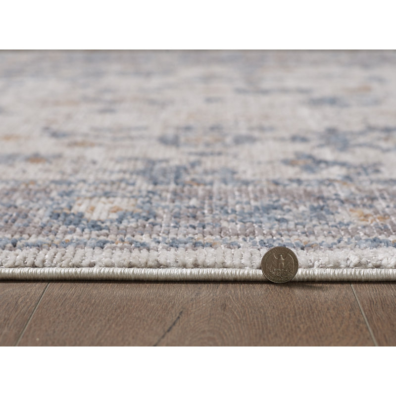 Mira Luna Machine Woven Performance Area Rug - Ivory/Blue - 8'10" x 13', Ivory/Blue, 8'10" x 13'